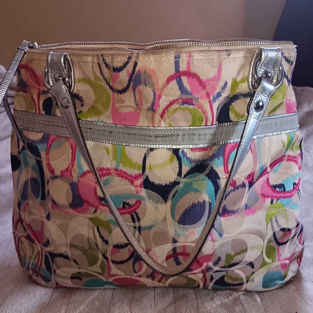 Coach Poppy Ikat Multi-color Signature Glam Tote Bag - Picture 5 of 15